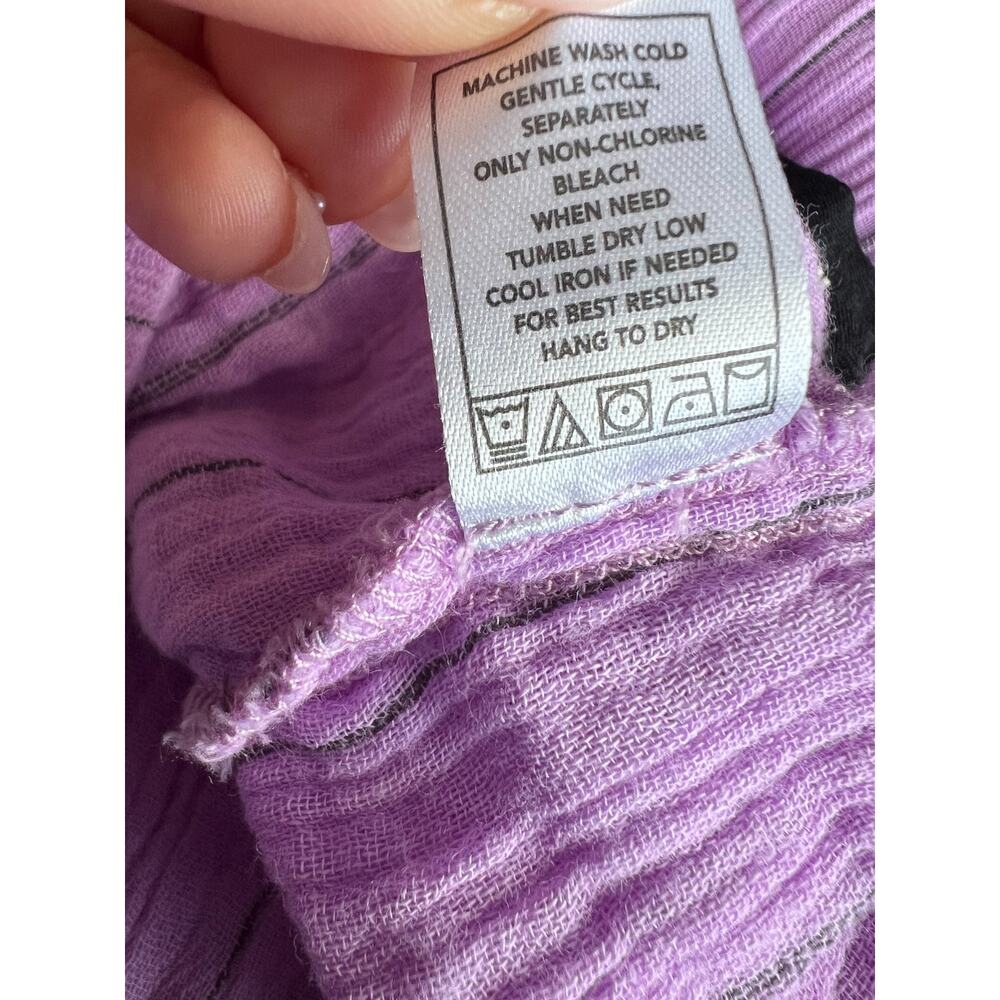 Monrow Pants Large Purple Lavender Gauze Pin Stripe Slim Pull On Drawstring - Picture 7 of 7
